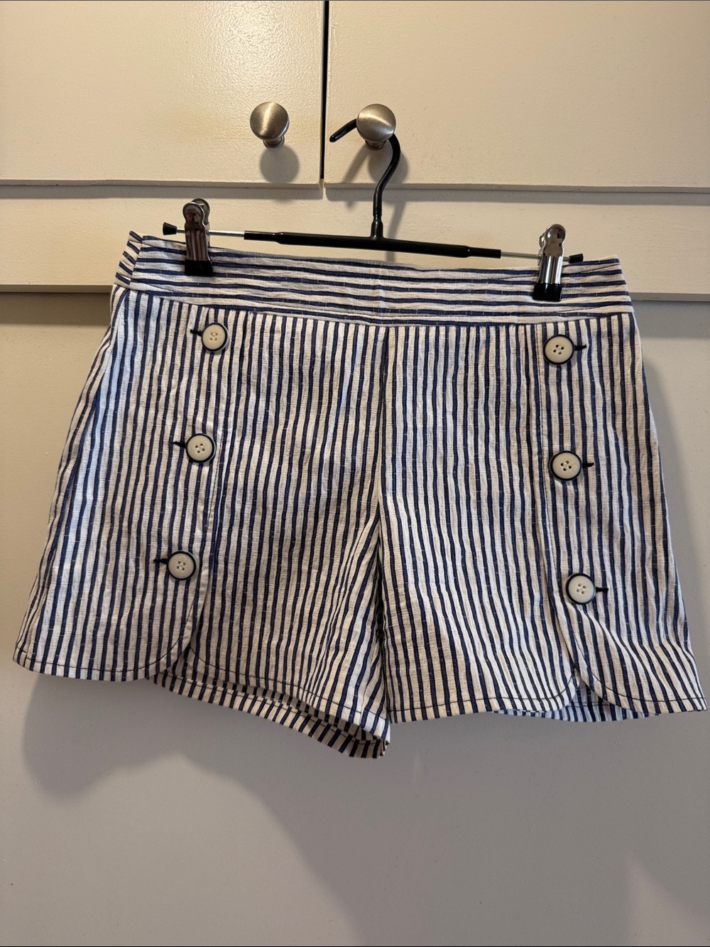 Trina Turk Navy & White Striped Sailor Bermuda Shorts
